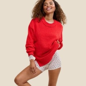 🛍 Aerie Like Candy Crew Sweater - Red Bright - Buy2 Get1 Free